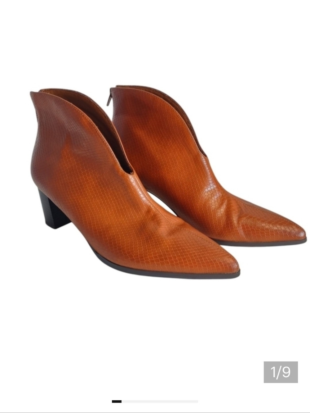 ASHRO Women's Brown Faux Leather Tyrina Dress Booties Shoe Size 10W